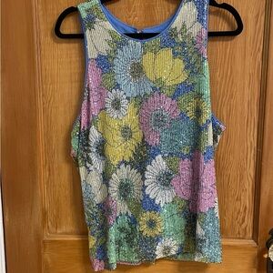 Colorful Sequined Floral Tank Top XL